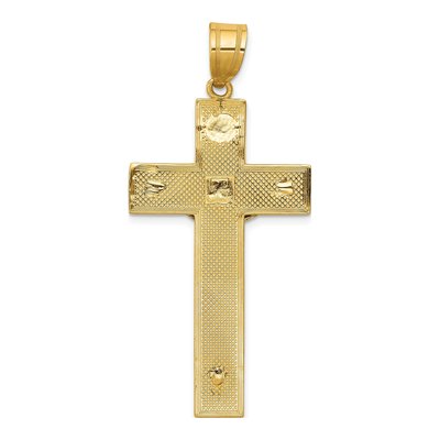 10K Two-Tone Gold Diamond-Cut Crucifix Pendant – view 4