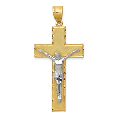 10K Two-Tone Gold Diamond-Cut Crucifix Pendant