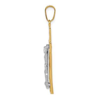 10K Two-Tone Gold Diamond-Cut Crucifix Pendant – view 3