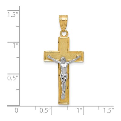 10K Two-Tone Gold Diamond-Cut Crucifix Pendant – view 4