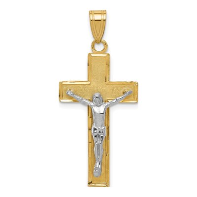 10K Two-Tone Gold Diamond-Cut Crucifix Pendant