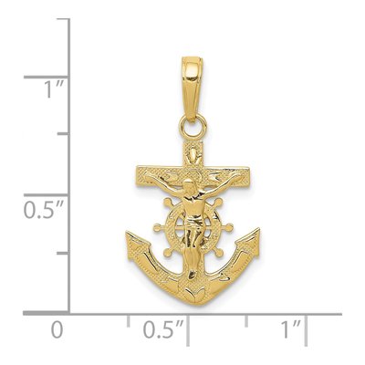 10K Yellow Gold Mariners Crucifix Pendant – view 4