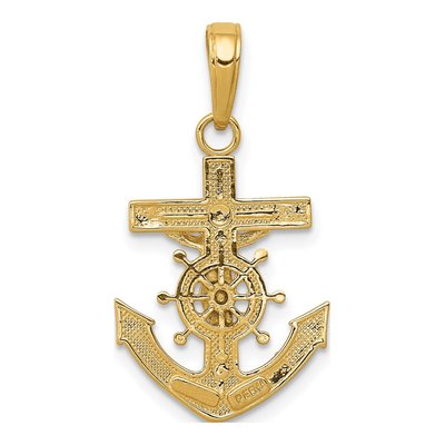 10K Yellow Gold Mariners Crucifix Pendant – view 5