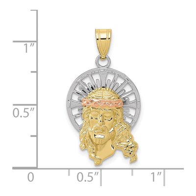 10K Tri-Color Gold Diamond-Cut Christ Pendant – view 3