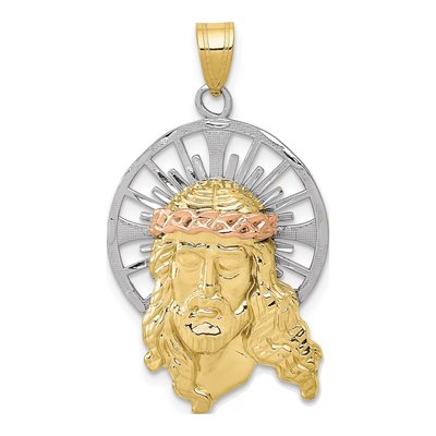 10K Tri-Color Gold Diamond-Cut Christ Charm