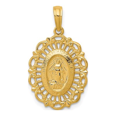 10K Yellow Gold Miraculous Medal Pendant