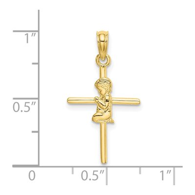 10K Yellow Gold Praying Boy on Cross Charm – view 4