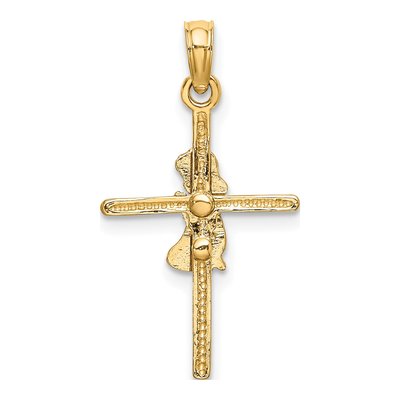 10K Yellow Gold Praying Girl on Cross Charm – view 5