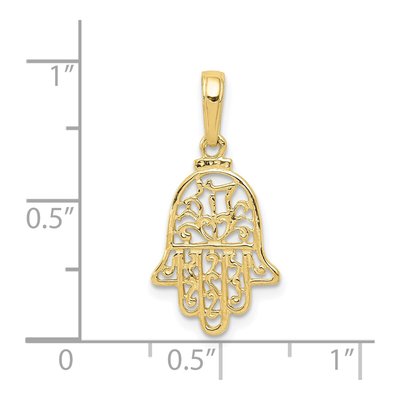 10K Yellow Gold Filigree Chamseh Pendant – view 4