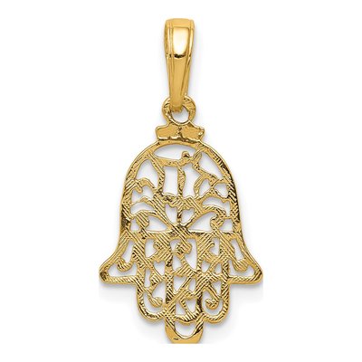 10K Yellow Gold Filigree Chamseh Pendant – view 5