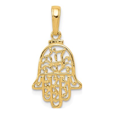 10K Yellow Gold Filigree Chamseh Pendant