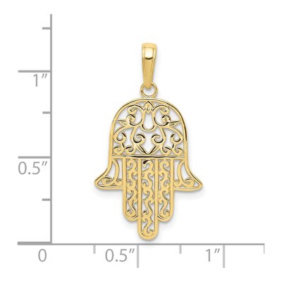 10K Yellow Gold Filigree Chamseh Pendant – view 4