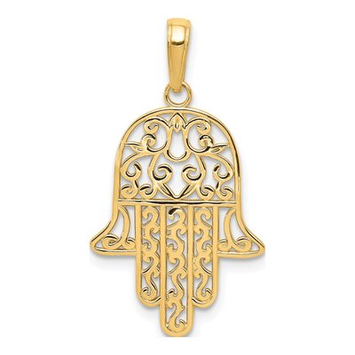 10K Yellow Gold Filigree Chamseh Pendant