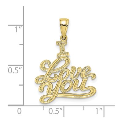 10K Yellow Gold Textured I LOVE YOU Pendant – view 4
