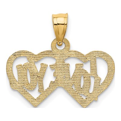 10K Yellow Gold I LOVE YOU Double Heart Pendant – view 4