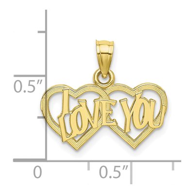 10K Yellow Gold I LOVE YOU Double Heart Pendant – view 5