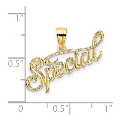 10K Yellow Gold Textured Special Word Pendant – view 4