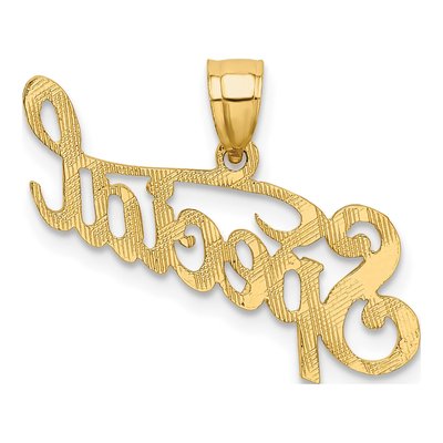 10K Yellow Gold Textured Special Word Pendant – view 5