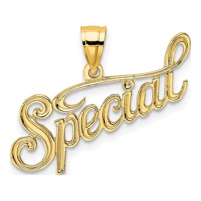 10K Yellow Gold Textured Special Word Pendant