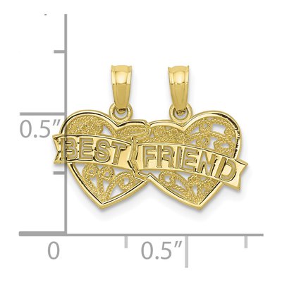 10K Yellow Gold Best Friend Break-Apart Heart Charm – view 4