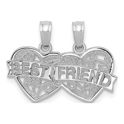 10K White Gold Best Friend Break-Apart Heart Charm