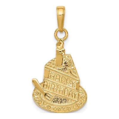 10K Yellow Gold Birthday Cake Pendant