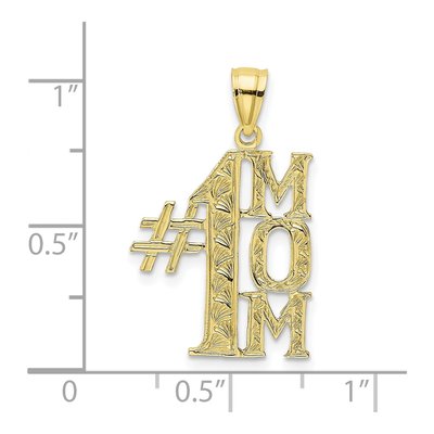 10K Yellow Gold MOM Vertical Number 1 Pendant – view 5