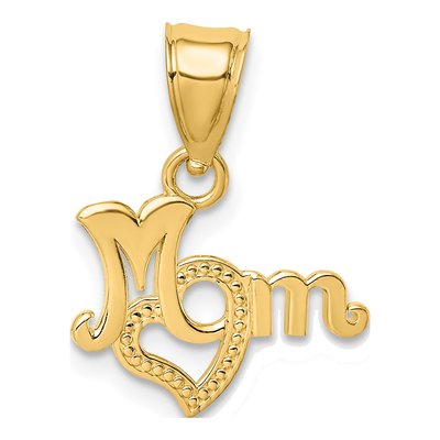 10K Yellow Gold MOM Heart Pendant