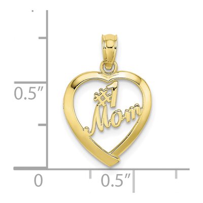 10K Yellow Gold MOM Heart Number 1 Pendant – view 5