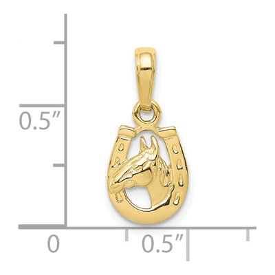 10K Yellow Gold Horse Head Horseshoe Pendant – view 4