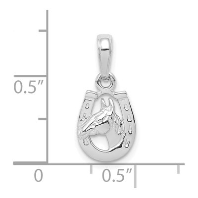 10K White Gold Horse Head Horseshoe Pendant – view 3