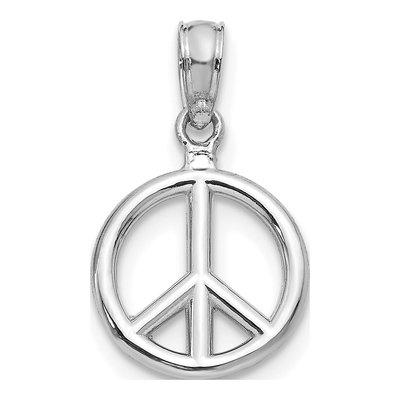 10K White Gold Peace Sign Pendant