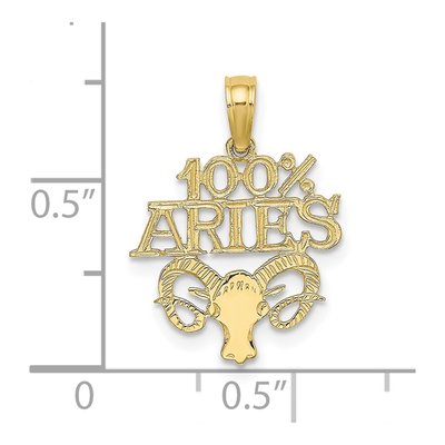 10K Yellow Gold Aries Zodiac Pendant – view 4