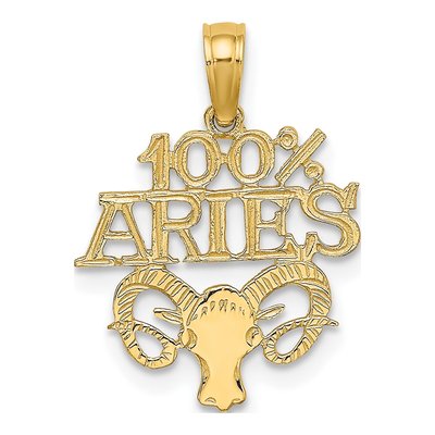 10K Yellow Gold Aries Zodiac Pendant