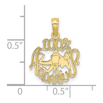 10K Yellow Gold Aquarius Zodiac Pendant – view 4