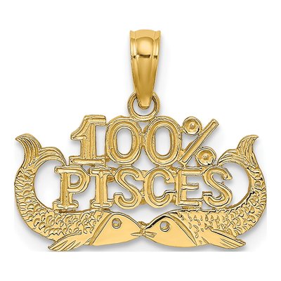 10K Yellow Gold Pisces Zodiac Pendant