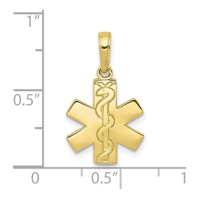 10K Yellow Gold Paramedic EMT Symbol Pendant – view 4