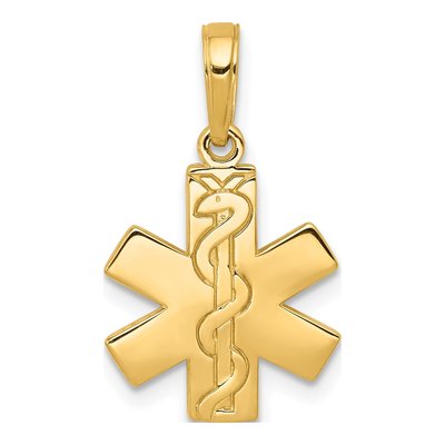 10K Yellow Gold Paramedic EMT Symbol Pendant