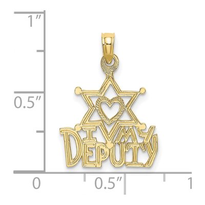 10K Yellow Gold I Heart My Deputy Charm – view 4
