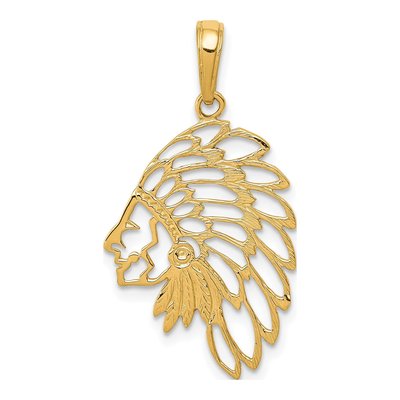 10K Yellow Gold Headdress Profile Pendant