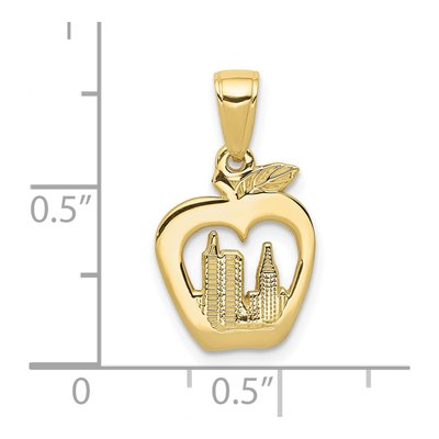 10K Yellow Gold NYC Skyline Apple Pendant – view 4