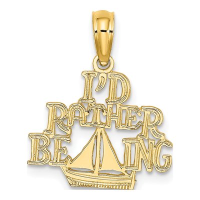 10K Yellow Gold 'i'd Rather Be Sailing' Charm