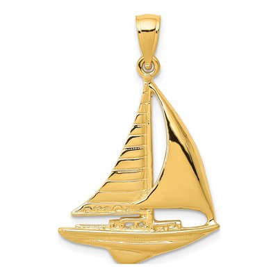 10K Yellow Gold Sailboat Pendant