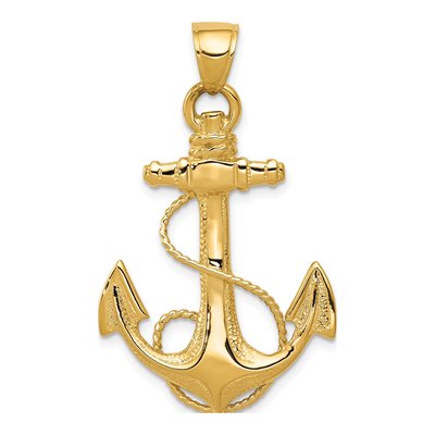 10K Yellow Gold Anchor Pendant