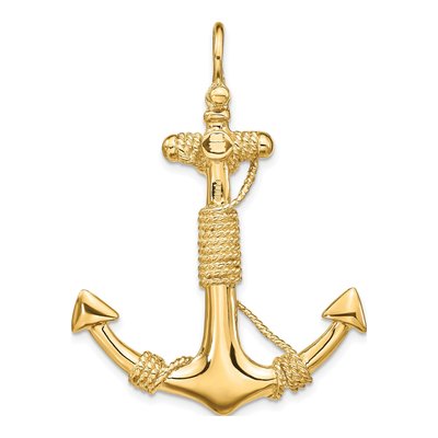 10K Yellow Gold 3-D Anchor Pendant – view 5