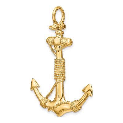 10K Yellow Gold 3-D Anchor Pendant – view 6
