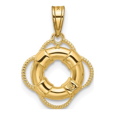 10K Yellow Gold Life Preserver Pendant – view 5
