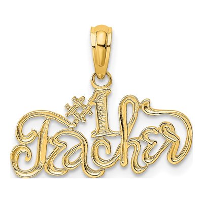 10K Yellow Gold Teacher Number 1 Pendant