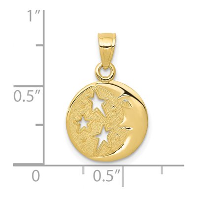 10K Yellow Gold Moon Stars Pendant – view 4