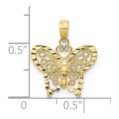 10K Yellow Gold Diamond-Cut Butterfly Pendant – view 4